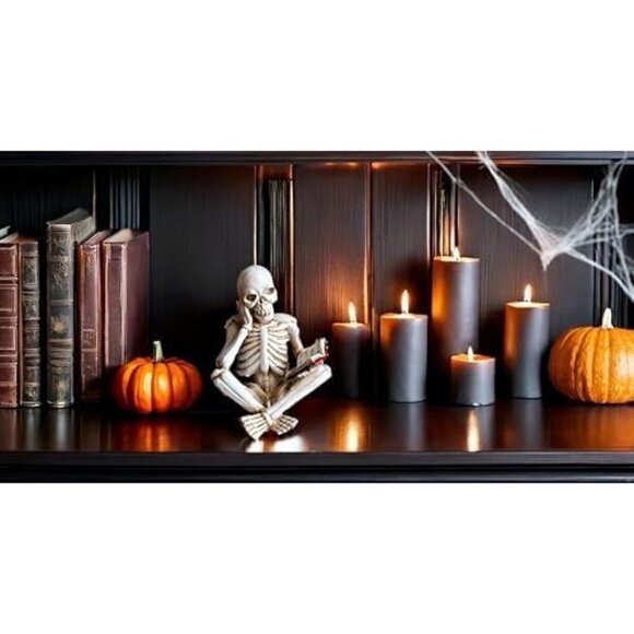 Skeletons Halloween Decorations, Reader Skull Figurines Cool Home Indoor Decor - Picture 2 of 3
